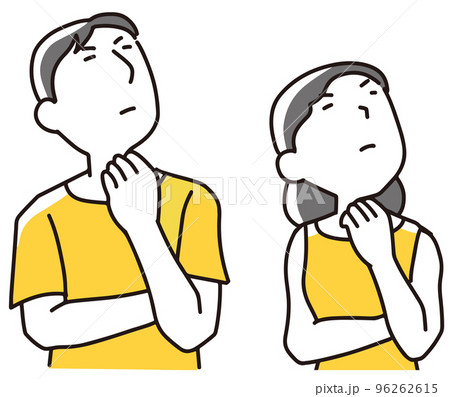 斜め上を見ながら悩む男女 96262615