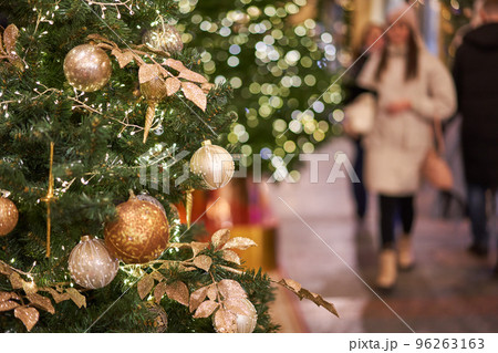 Photo of New Year's decorated spruce in shop 96263163