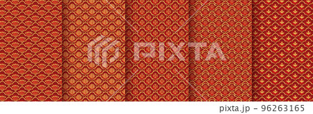 Traditional chinese seamless pattern set. Red golden asian luxury ornament 96263165