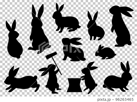 Mid-Autumn Moon Rabbit Silhouette Set 96263465