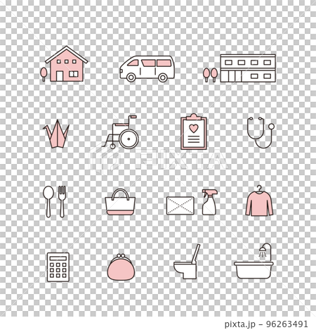 介護、医療福祉のアイコン素材セット 96263491