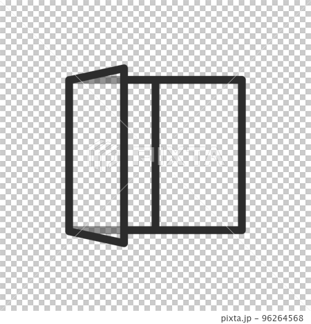 片方が開いている両開き窓をシンプルな線で描いたイラスト 96264568