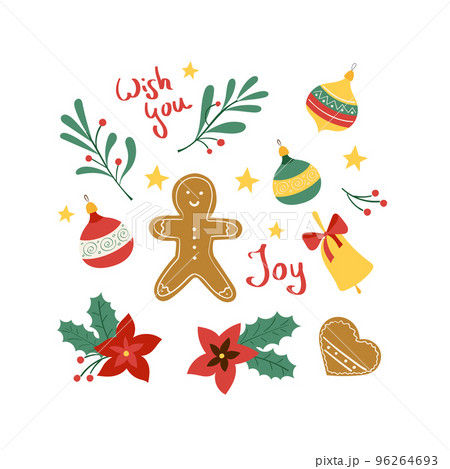 Christmass set of stickers patch, omela, jingle bell and cookies 96264693