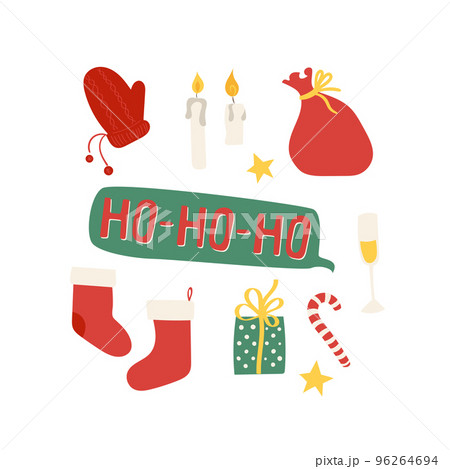 Christmass set of stickers candle, gift, candy 96264694