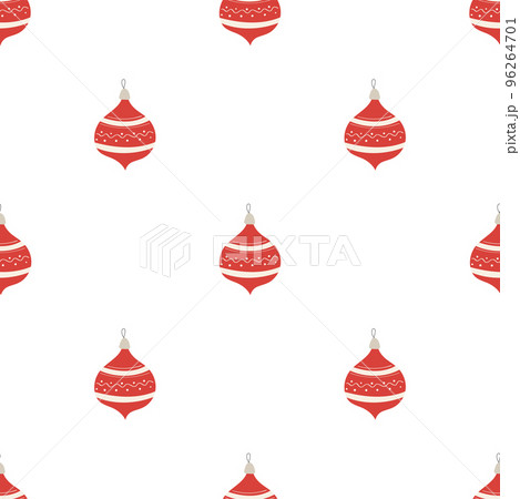 Christmas tree ball toy on cute holiday pattern 96264701