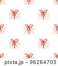 Funny red and white Gift box with bow on cute Christmass pattern 96264703