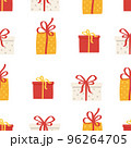 Funny red and white Gift box with bow on cute Christmass pattern 96264705