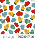 Colorful funny Christmass pattern with cute mitten in kids style 96264710