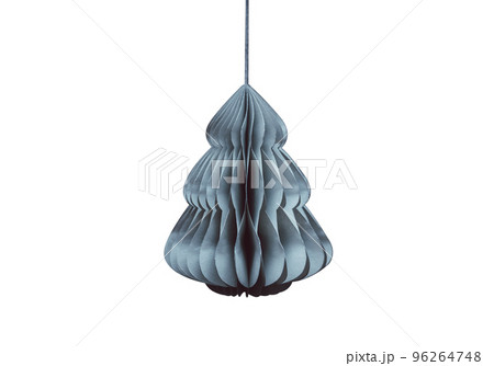 Paper Christmas toy in the shape of a Christmas tree isolated on a gray background. Paper Christmas toy in the shape of a Christmas tree isolated on a gray background. 96264748