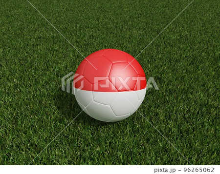 Football in Indonesia flag on green grass. 3d rendering Football in Indonesia flag on green grass. 3d rendering 96265062