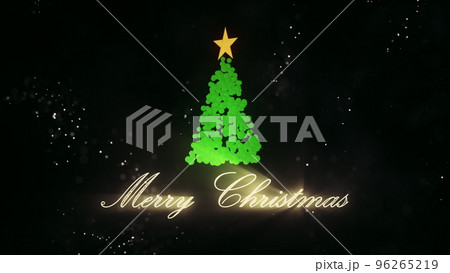 3d Christmas tree and light particles on black...のイラスト素材 [96265219] - PIXTA