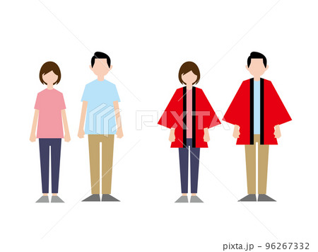 ハッピを着る女性スタッフと男性スタッフ 96267332