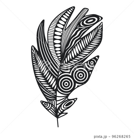 Ornate boho feather isolated vector Ornate boho feather isolated vector 96268265