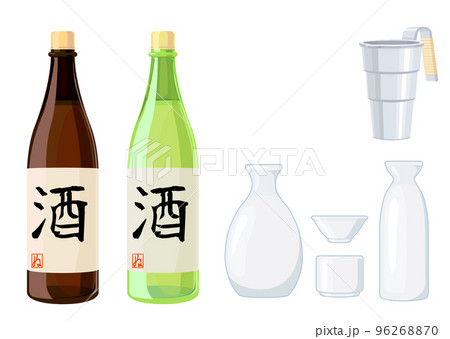 日本酒と酒器のイラストセット 96268870