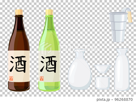 日本酒と酒器のイラストセット 96268870
