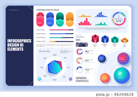 Bundle infographic elements data visualization vector design template. Can be used for steps, business processes, workflow, diagram, flowchart, timeline, KPI dashboard, info graphics. 96269628