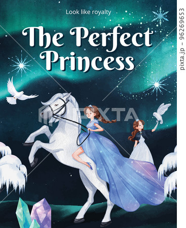Poster template with prince winter fantasy concept,watercolor style 96269653