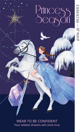 Instagram story template with prince winter fantasy concept,watercolor style Instagram story template with prince winter fantasy concept,watercolor style 96269663