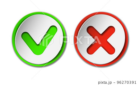 3d Check Marks pros and cons. Green mark and...のイラスト素材 [96270391] - PIXTA