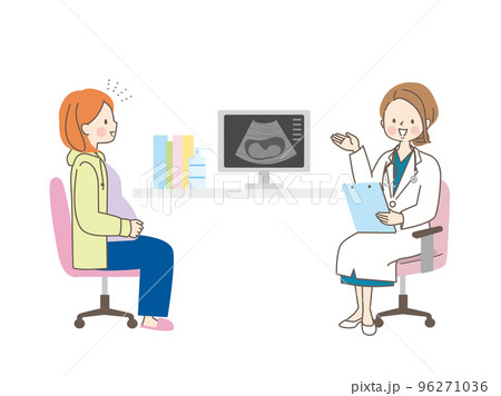 妊婦さんとお医者さんのイラスト素材 妊婦さんとお医者さんのイラスト素材 96271036