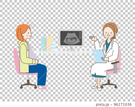 妊婦さんとお医者さんのイラスト素材 妊婦さんとお医者さんのイラスト素材 96271036