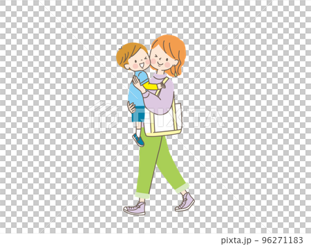 買い物に行く親子のベクターイラスト素材 96271183