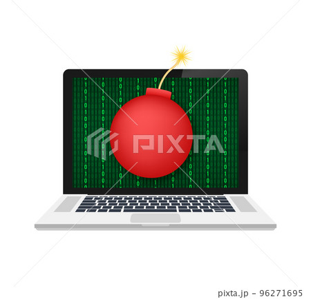 logic bomb. Piece of code intentionally inserted into a software system. Vector stock illustration. 96271695