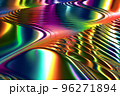 Liquid chrome metal surface with colorful chromatic reflection 96271894