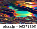 Liquid chrome metal surface with colorful chromatic reflection 96271895