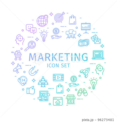Marketing Round Design Template Thin Line Icon Concept. Vector 96273481