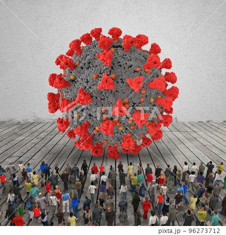 People observe a big virus of covid 19 coronavirus People observe a big virus of covid 19 coronavirus 96273712