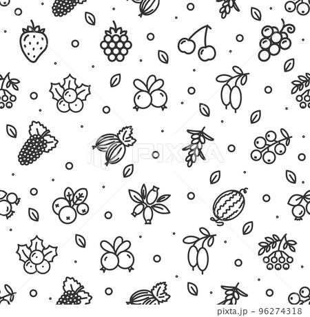 Berries Signs Seamless Pattern Background on a White. Vector 96274318