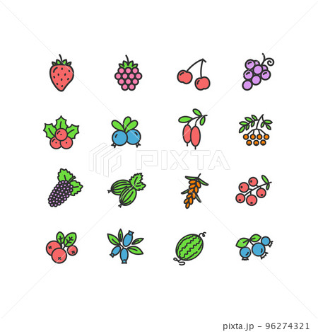 Berries Signs Thin Line Icons Set. Vector Berries Signs Thin Line Icons Set. Vector 96274321