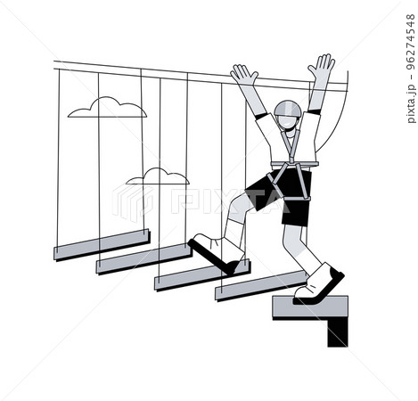 Summer ropes course abstract concept vector illustration. Summer ropes camp, climbing course, nature outdoor challenge, family holiday activity, sport training, forest resort abstract metaphor. Summer ropes course abstract concept vector illustration. Summer ropes camp, climbing course, nature outdoor challenge, family holiday activity, sport training, forest resort abstract metaphor. 96274548