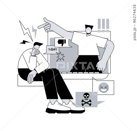 Internet criticism abstract concept vector illustration. Social media behavior, hate speech, comments and share, negative opinion, troll message, fake profile, anonymous abstract metaphor. 96274638