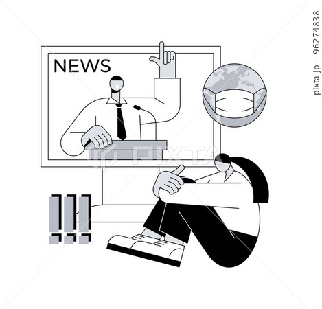 Limit your news intake abstract concept vector illustration. Coronavirus outbreak latest news, death toll, social media feed, stress and anxiety, mental health during quarantine abstract metaphor. 96274838
