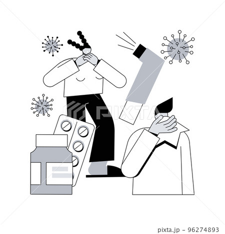 Allergic diseases abstract concept vector illustration. Atopic allergy, severe reaction, antihistamines therapy, allergic disease treatment, skin rash, dermatology clinic abstract metaphor. 96274893