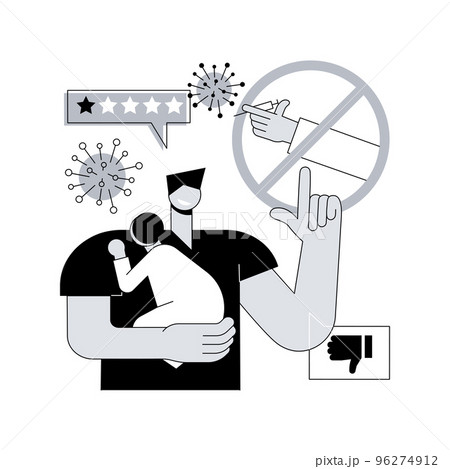 Refusal of vaccination abstract concept vector illustration. Vaccine injection refusal risk, application, mandatory immunization, vaccination hesitancy, reasons to refuse abstract metaphor. 96274912