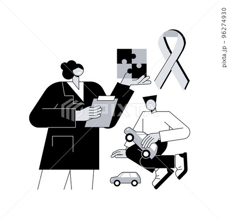 Autism treatment abstract concept vector illustration. Autism therapy, applied behavior analysis, children development, disorder counseling, cognitive disability treatment abstract metaphor. 96274930