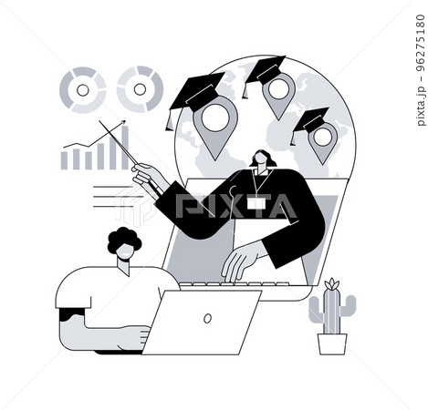 Global online education abstract concept vector illustration. E-learning tools, internet training webinar, digital course, remote education, individual learning plan, access abstract metaphor. 96275180