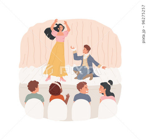 Theatre trip isolated cartoon vector illustration. Students watch musical play, educational field trip, performance on stage, middle school activity, visiting drama theatre vector cartoon. 96275257