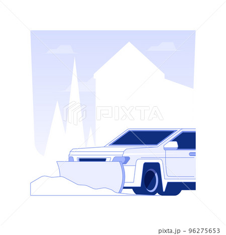 Snow removal service isolated concept vector illustration. Using a snow blower, private house maintenance service, winter excavator works, cold weather, local area cleaning vector concept. 96275653