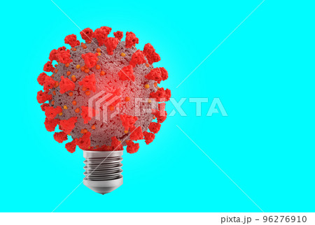 Concept of smart virus with a covid19 coronavirus like a lightbulb. 3d rendering 96276910