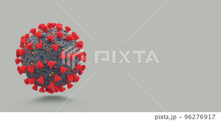 Grey background with big sars cov 2 virus...のイラスト素材 [96276917] - PIXTA