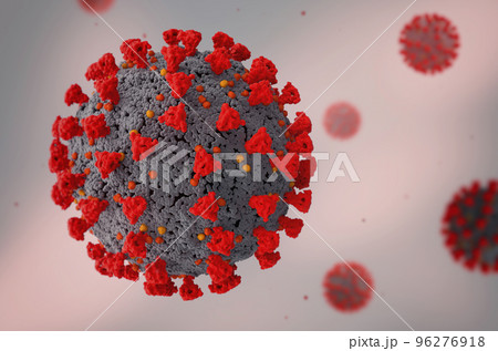 Enlargement of the virus sars cov 2 guilty of covid 19 disease. 3D rendering 96276918