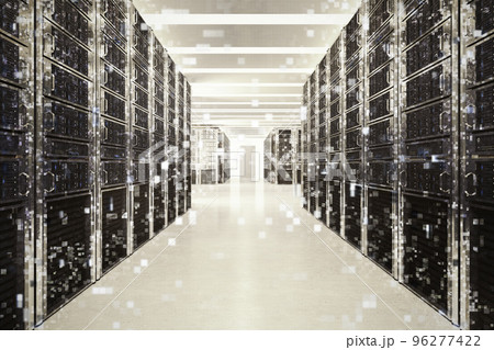 Pixelated effect of an image of a room of virtual database. 3D Rendering Pixelated effect of an image of a room of virtual database. 3D Rendering 96277422