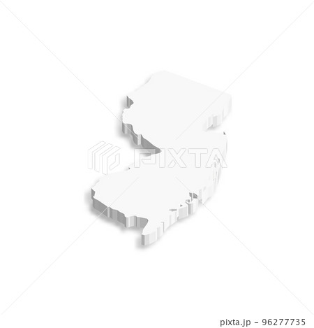 New Jersey, state of USA - white vector 3D map of country area. 96277735