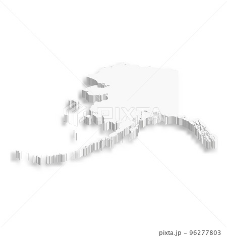 Alaska, state of USA - white vector 3D map of country area. 96277803