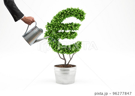 Potted plant with eur shape. 3D Rendering Potted plant with eur shape. 3D Rendering 96277847