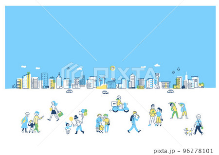 都会の街並みと人々 96278101